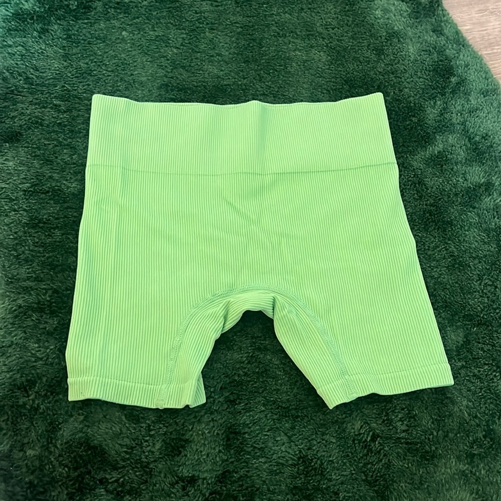 Neon green biker shorts from Target. Size xxs
